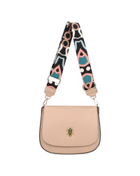 Women's leather bag with interchangeable flaps