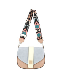 Women's leather bag with interchangeable flaps