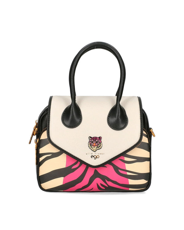 Women's bag with printed strap and interchangeable EGO flaps