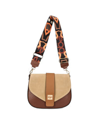 Women's leather bag with interchangeable flaps