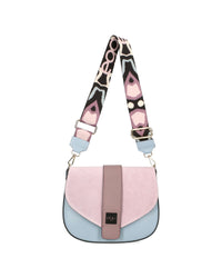 Women's leather bag with interchangeable flaps