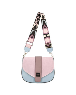 Women's leather bag with interchangeable flaps