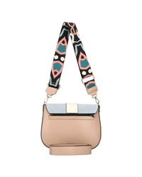 Women's leather bag with interchangeable flaps