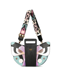 "The Butterfly" women's handbag with detachable accessory and 3 straps