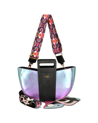 "The Butterfly" women's handbag with detachable accessory and 3 straps