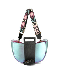 "The Butterfly" women's handbag with detachable accessory and 3 straps