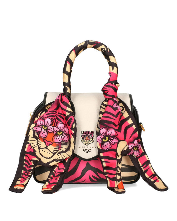 Women's bag with printed strap and interchangeable EGO flaps