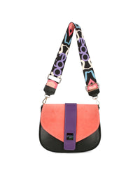 Women's leather bag with interchangeable flaps