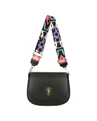 Women's leather bag with interchangeable flaps