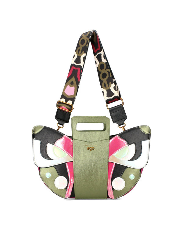 "Butterfly" Women's Handbag with Detachable Accessory and 3 Straps